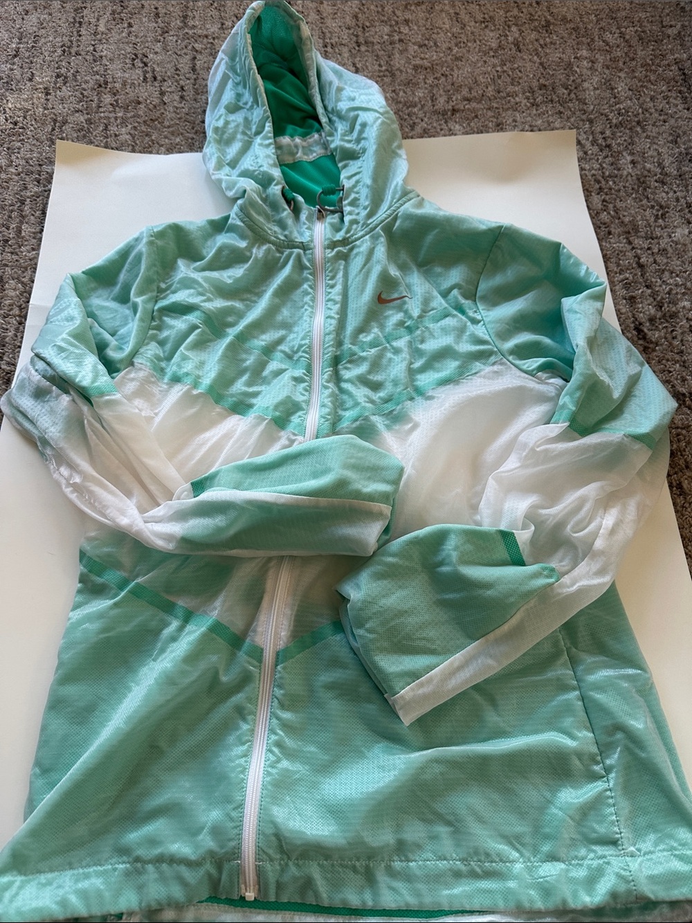 Nike Mint/White Colorblock Hooded Windbreaker